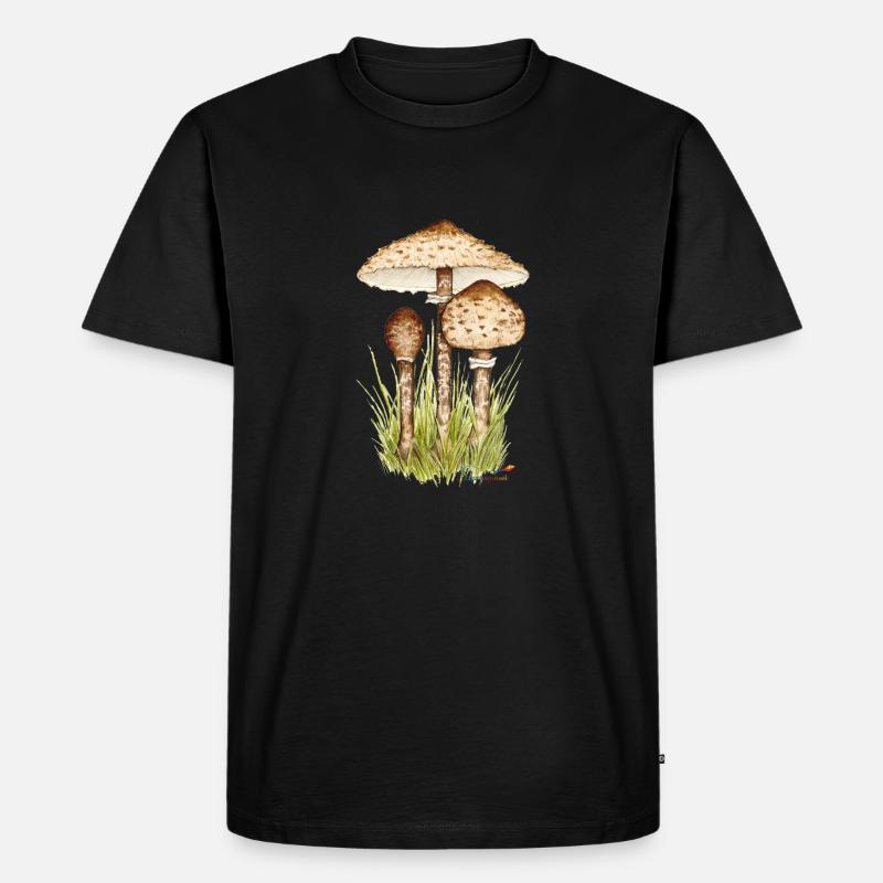 Parasolpilz oder Riesenschirmling - Männer Premium Bio T-Shirt - Schwarz