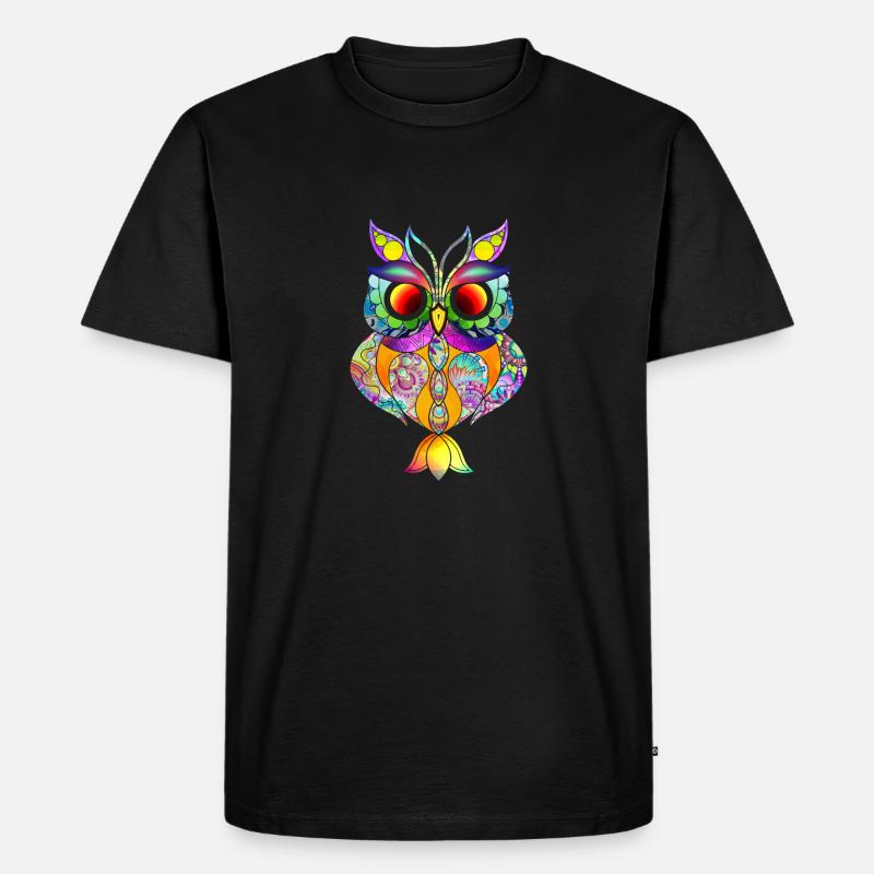 Eule Abstrakt bunt - Männer Premium Bio T-Shirt - Schwarz