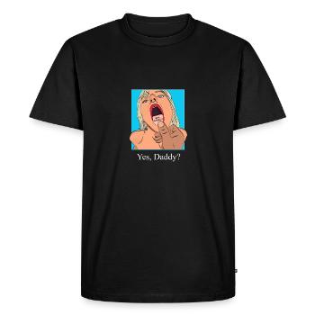 Yes Daddy Girl curvy comic pinup drawing - Men's Premium Organic T-Shirt - black - Front - Nico (187cm)