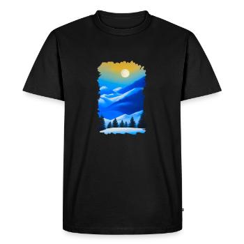 Winter Landscape Snow Nature Mountains Trees Forest 1 - Men's Premium Organic T-Shirt - black - Front - Nico (187cm)