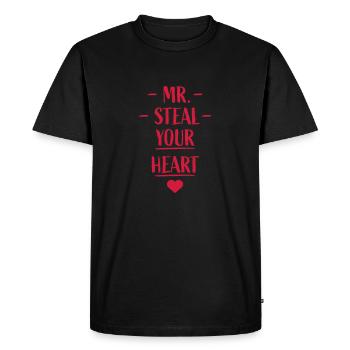 Monsieur vole votre cœur - T-shirt Premium bio Homme - noir - Devant - Nico (187cm)