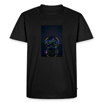 Bubbles in a bubble neon 1 - Men's Premium Organic T-Shirt - black - Front - Nico (187cm)