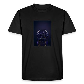 Bulles dans une bulle violette 1 - T-shirt Premium bio Homme - noir - Devant - Nico (187cm)