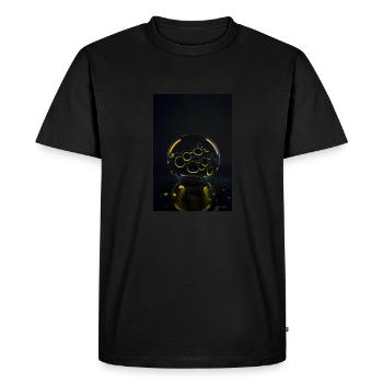 Bulles dans un blister jaune 1 - T-shirt Premium bio Homme - noir - Devant - Nico (187cm)
