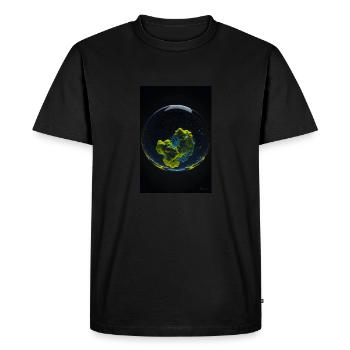 Nuages dans une bulle jaune 2 - T-shirt Premium bio Homme - noir - Devant - Nico (187cm)