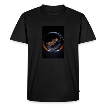 Nuages dans une bulle orange 1 - T-shirt Premium bio Homme - noir - Devant - Nico (187cm)