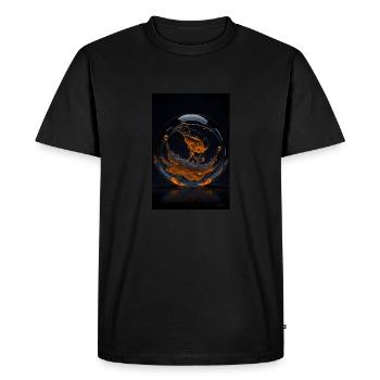 Nuages dans une bulle orange 3 - T-shirt Premium bio Homme - noir - Devant - Nico (187cm)