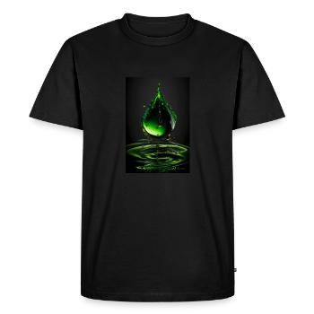 Drops green 4 - Men's Premium Organic T-Shirt - black - Front - Nico (187cm)