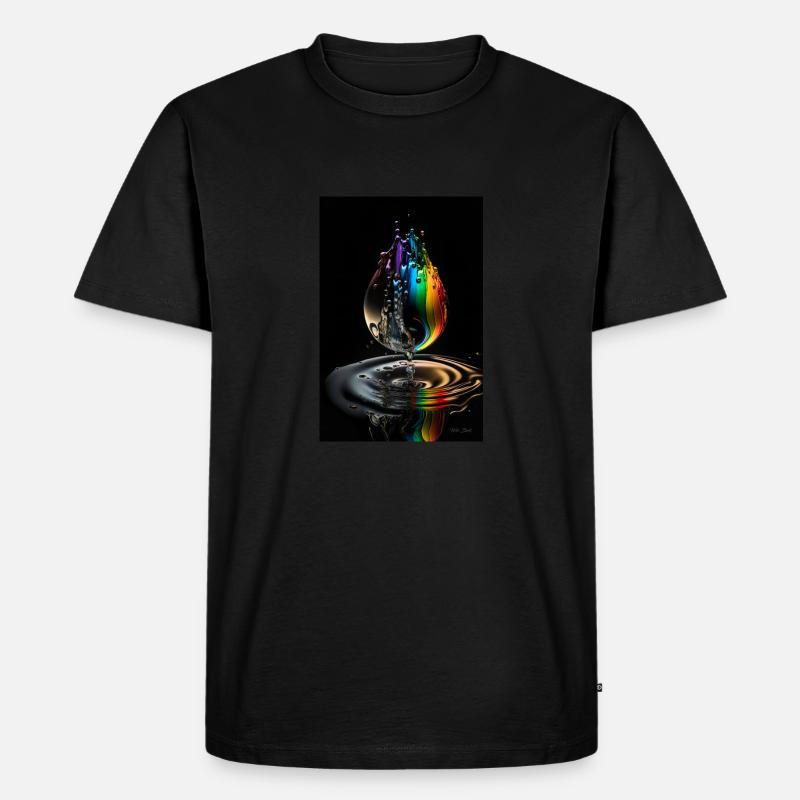Tropfen regenbogen 3 - Männer Premium Bio T-Shirt - Schwarz