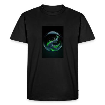 Kaos in a bubble green 1 - Men's Premium Organic T-Shirt - black - Front - Nico (187cm)