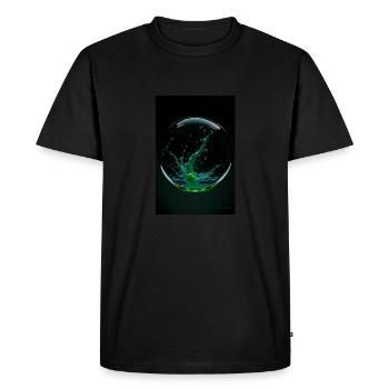 Kaos in a bubble green 2 - Men's Premium Organic T-Shirt - black - Front - Nico (187cm)