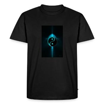 Yin Yang cyan 1 - T-shirt Premium bio Homme - noir - Devant - Nico (187cm)