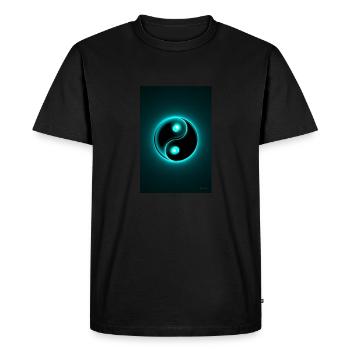Yin Yang cyan 2 - T-shirt Premium bio Homme - noir - Devant - Nico (187cm)