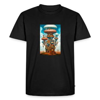 Mushroom City - Men's Premium Organic T-Shirt - black - Front - Nico (187cm)