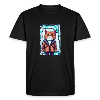 Chat mignon en manteau de fourrure | Pop Art Graffiti - T-shirt Premium bio Homme - noir - Devant - Nico (187cm)