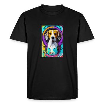 Impression pop art moderne | coloré | Chien Beagle - T-shirt Premium bio Homme - noir - Devant - Nico (187cm)