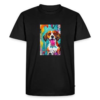 Impression pop art moderne | coloré | Chien Beagle - T-shirt Premium bio Homme - noir - Devant - Nico (187cm)