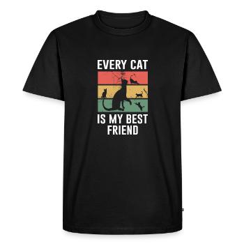 Cat Retro Cool Dicton - T-shirt Premium bio Homme - noir - Devant - Nico (187cm)