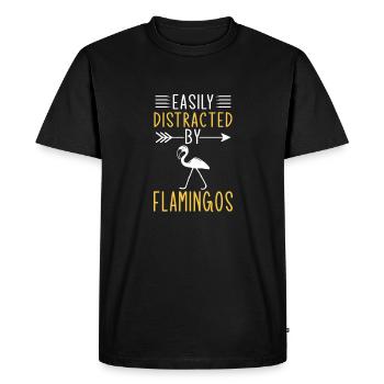 Easily Distracted By Flamingos - Men's Premium Organic T-Shirt - black - Front - Nico (187cm)