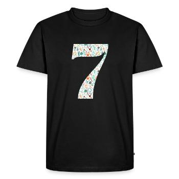7e anniversaire floral - T-shirt Premium bio Homme - noir - Devant - Nico (187cm)
