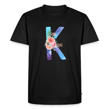 Lettre K watercolor - T-shirt Premium bio Homme - noir - Devant - Nico (187cm)
