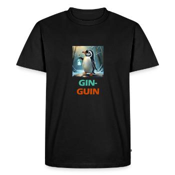 penguin funny Gin and Tonic pun & party - Men's Premium Organic T-Shirt - black - Front - Nico (187cm)
