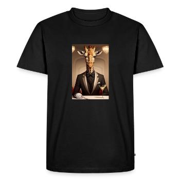 Une girafe au restaurant avec un martini - T-shirt Premium bio Homme - noir - Devant - Nico (187cm)