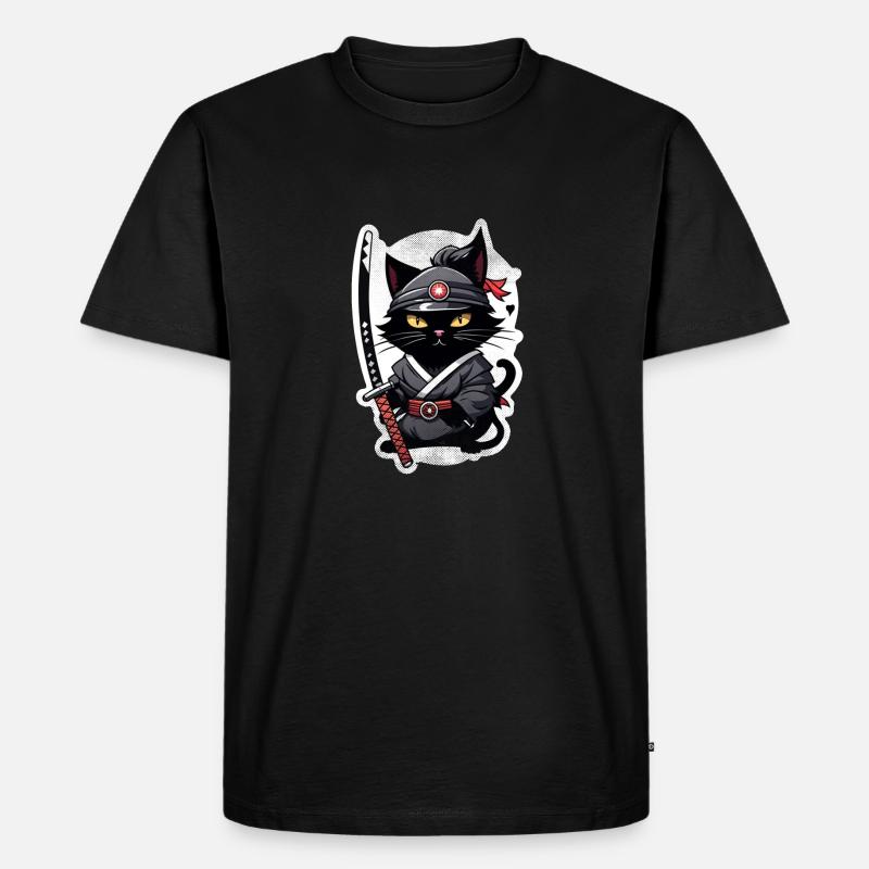 Ninja Cat - Samurai Kitten - Men's Premium Organic T-Shirt - black