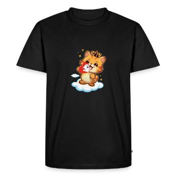 Cat - Happy in Paradise - Cats Heaven - Men's Premium Organic T-Shirt - black - Front - Nico (187cm)