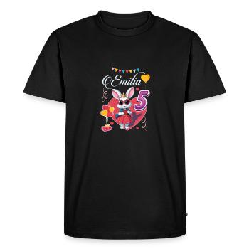 Anniversaire de sa fille, petite-fille - 5 ans - EMILIA - T-shirt Premium bio Homme - noir - Devant - Nico (187cm)