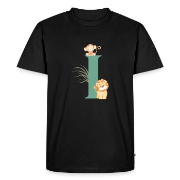 Letter i Green Jungle Animals - Men's Premium Organic T-Shirt - black - Front - Nico (187cm)