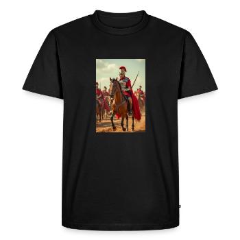 Decurio rides, Slavic winds whisper through Rome’s - Men's Premium Organic T-Shirt - black - Front - Nico (187cm)