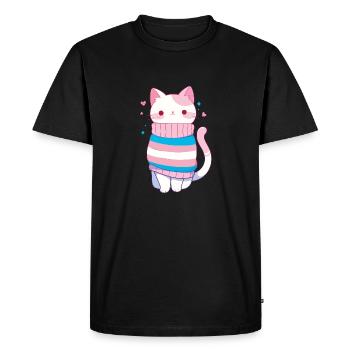 Chat transgenre Fierté LGBTQ+ Trans Kawaii - T-shirt Premium bio Homme - noir - Devant - Nico (187cm)
