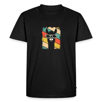 Rétro Lama Alpaga avec Lunettes de Soleil Lama Alpaka - T-shirt Premium bio Homme - noir - Devant - Nico (187cm)