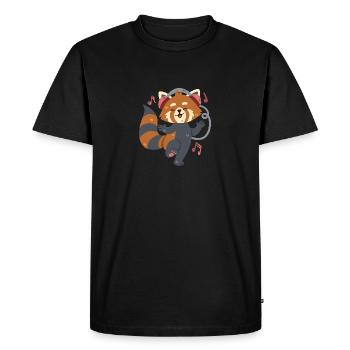 Red panda listens to music and dances - Men's Premium Organic T-Shirt - black - Front - Nico (187cm)