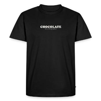 LE CHOCOLAT NE POSE PAS DE QUESTIONS STUPIDES - T-shirt Premium bio Homme - noir - Devant - Nico (187cm)