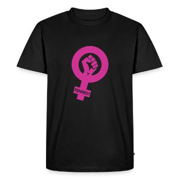 féministe - T-shirt Premium bio Homme - noir - Devant - Nico (187cm)