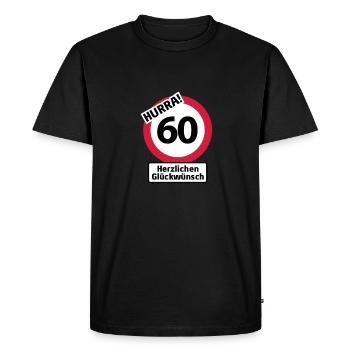 Hurrah 60 Anniversaire - Félicitations | - T-shirt Premium bio Homme - noir - Devant - Nico (187cm)