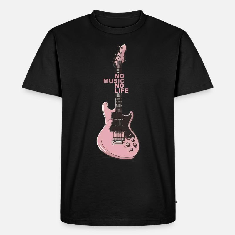 rosa Guitar - Männer Premium Bio T-Shirt - Schwarz
