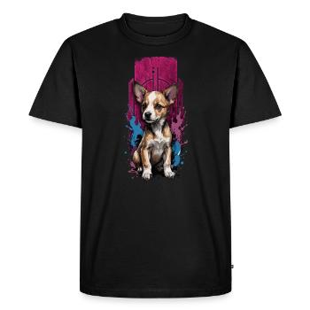 Adorable Pembroke Welsh Corgi Puppy - Men's Premium Organic T-Shirt - black - Front - Nico (187cm)