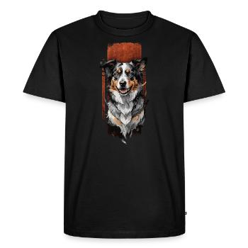 Boundless Energy: Portrait of a Border Collie - Men's Premium Organic T-Shirt - black - Front - Nico (187cm)