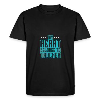 Mon cœur appartient à un camionneur - T-shirt Premium bio Homme - noir - Devant - Nico (187cm)