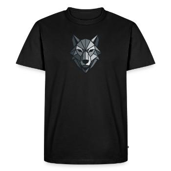 Loup géométrique - T-shirt Premium bio Homme - noir - Devant - Nico (187cm)