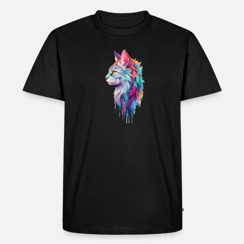 Hippie Katze - Männer Premium Bio T-Shirt - Schwarz