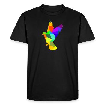 Colombe oiseau arc-en-ciel animaux polygone - T-shirt Premium bio Homme - noir - Devant - Nico (187cm)