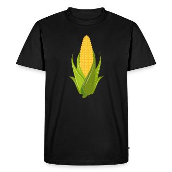 Maïs dessiné à la main en épi avec des feuilles - T-shirt Premium bio Homme - noir - Devant - Nico (187cm)