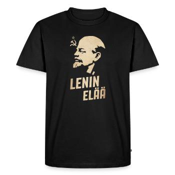 Lénine vit - T-shirt Premium bio Homme - noir - Devant - Nico (187cm)