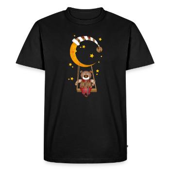 Teddy rocks on the moon – sweet goodnight motif - Men's Premium Organic T-Shirt - black - Front - Nico (187cm)