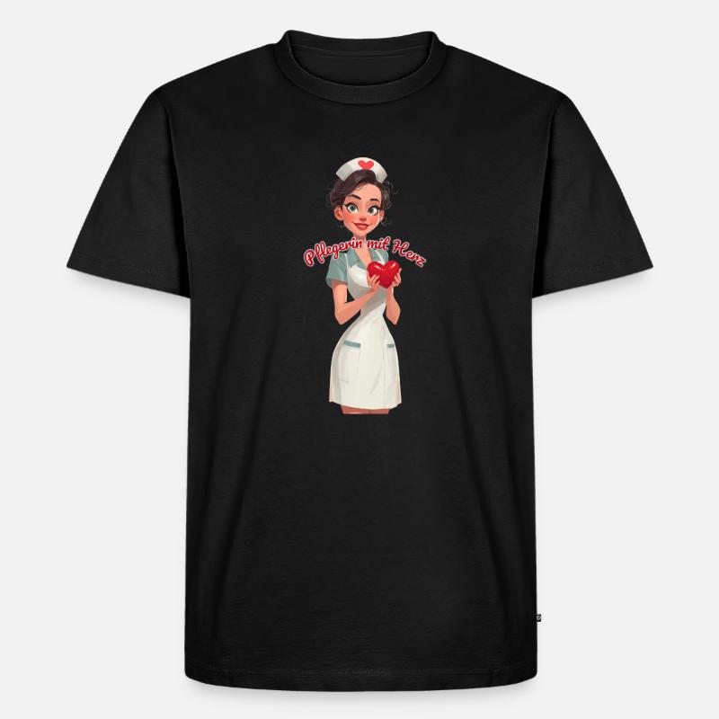 Pflegen mit Herz - Männer Premium Bio T-Shirt - Schwarz