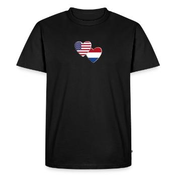 États-Unis Américain Pays-Bas Drapeau néerlandais Patriotique - T-shirt Premium bio Homme - noir - Devant - Nico (187cm)